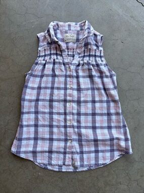 Old Ranch M Women’s Western Plaid Sleeveless 100% Cotton Button Up Shirt